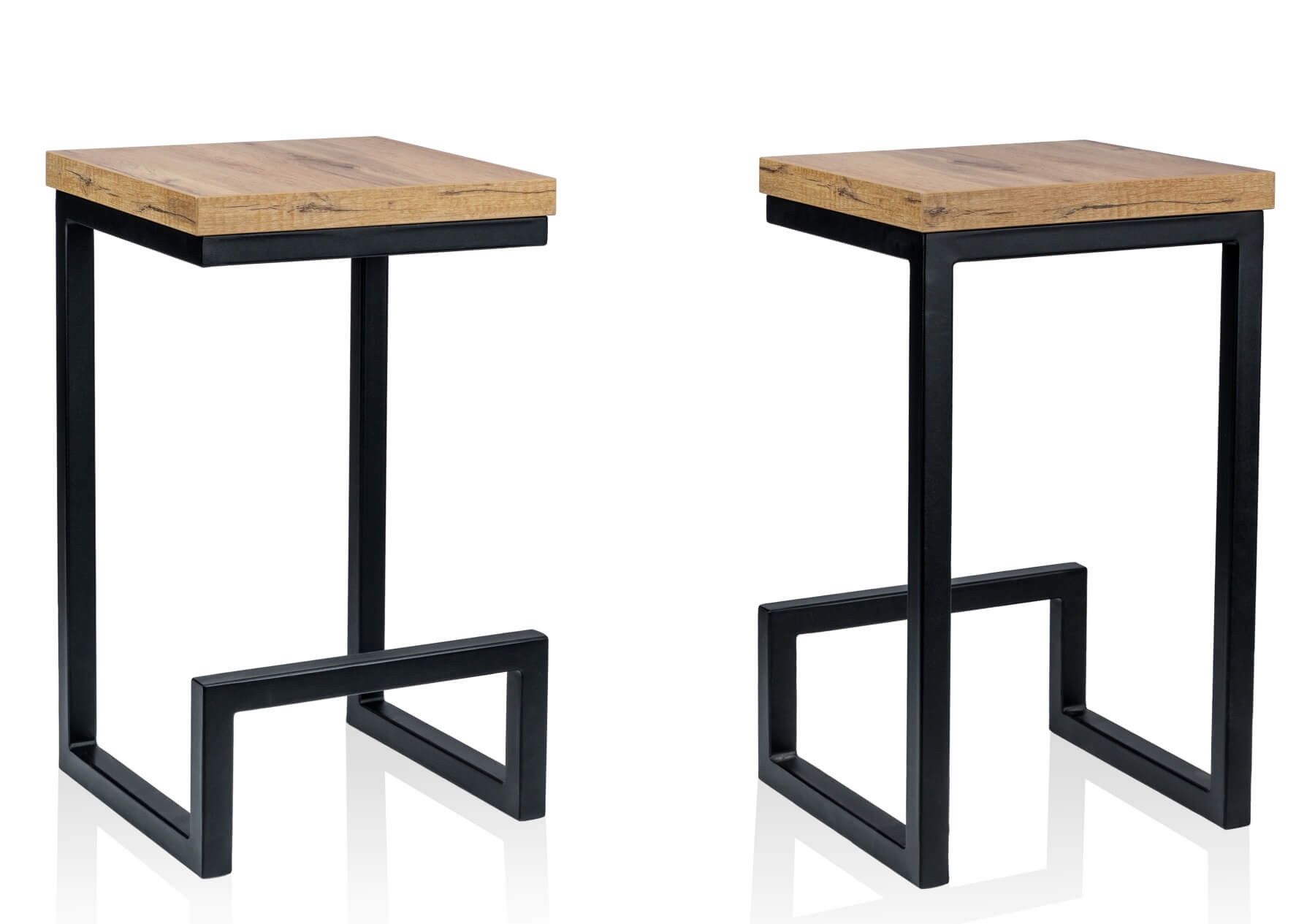 Hoker loft industrialny niski 63 cm do jadalni - widok z przodu i tyłu 